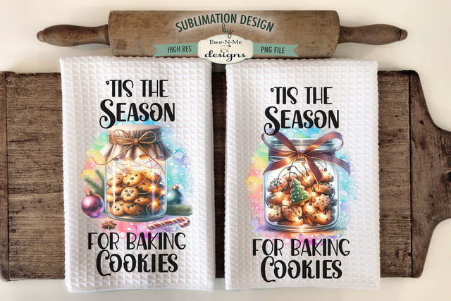 Jar of Cookies with Lights Kitchen Towel Sublimation Designs Sublimation Ewe-N-Me Designs 