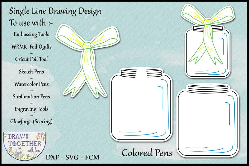 Jars and Bows - Single line Sketch | Draw Sketch DESIGN DrawnTogether with love 