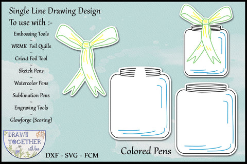 Jars and Bows - Single line Sketch | Draw Sketch DESIGN DrawnTogether with love 
