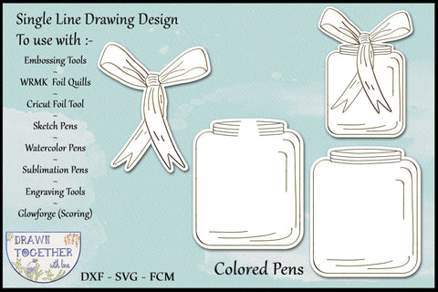 Jars and Bows - Single line Sketch | Draw Sketch DESIGN DrawnTogether with love 