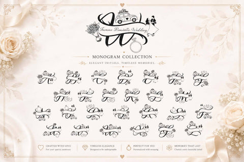 Jasmine Romantic Wedding Monogram Font Prasetya Letter 