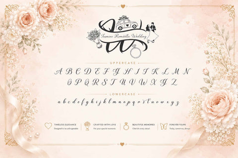 Jasmine Romantic Wedding Monogram Font Prasetya Letter 
