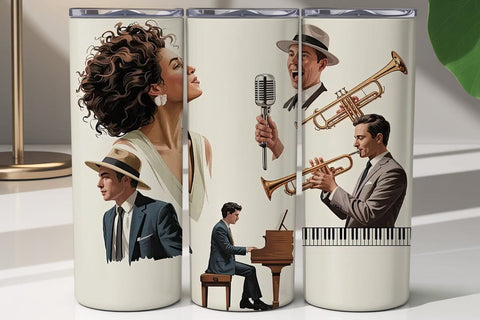 Jazz Music Scene 20oz Tumbler Wrap Sublimation DesignSVG 