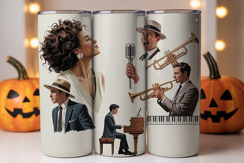 Jazz Music Scene 20oz Tumbler Wrap Sublimation DesignSVG 