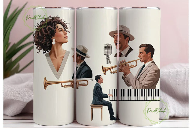 Jazz Music Scene 20oz Tumbler Wrap Sublimation PixelChick 
