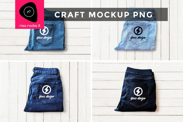 Jeans Pocket with 4 Different Denim Washes Craft PNG Mockup Mock Up Photo Risa Rocks It 
