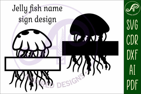 Jelly fish name sign svg laser cut file SVG APInspireddesigns 