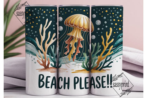 Jellyfish Beach Tumbler Wrap Sublimation sassyprint 
