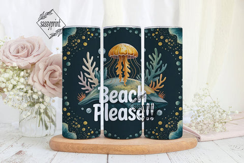 Jellyfish Beach Tumbler Wrap Sublimation sassyprint 