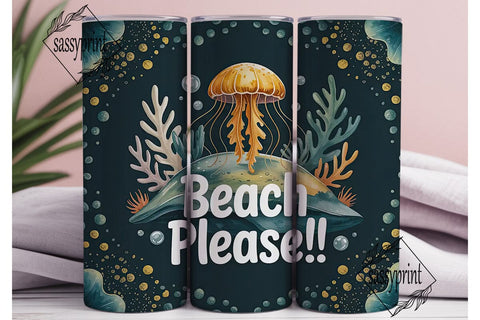 Jellyfish Beach Tumbler Wrap Sublimation sassyprint 