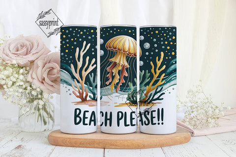 Jellyfish Beach Tumbler Wrap Sublimation sassyprint 