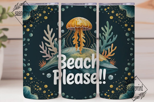 Jellyfish Beach Tumbler Wrap Sublimation sassyprint 