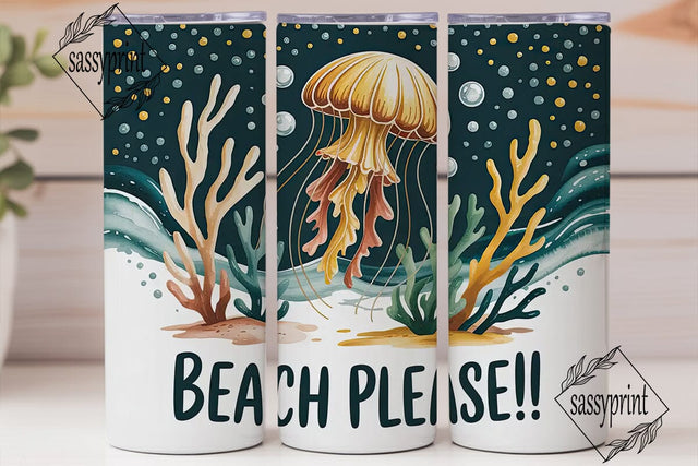 Jellyfish Beach Tumbler Wrap Sublimation sassyprint 