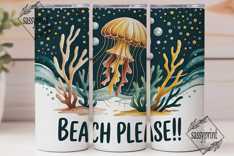Jellyfish Beach Tumbler Wrap Sublimation sassyprint 