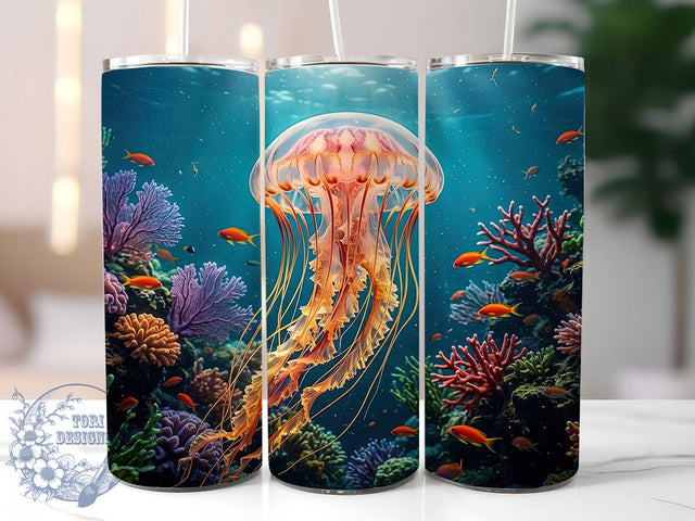 Jellyfish Coral Reef 20oz Tumbler, Jellyfish Coral Reef, Coral Reef Tumbler, Jellyfish Tumbler, 20oz Tumbler, Ocean Tumbler, Sea Life Tumbler, Tumbler Wrap Sublimation ToriDesigns 