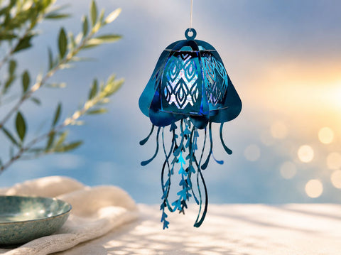 Jellyfish Lantern SVG Bundle - 3D Floral Paper Lantern Cut File - Ocean Shadow Box Lamp - DIY Summer Party Decor Cricut Silhouette Glowforge SVG DreamingSVG 