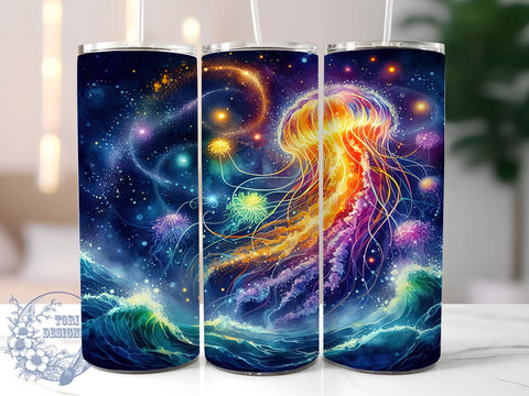 Jellyfish Tumbler, Hibiscus Flower Design, Beach Tumbler Wrap, 20oz Sublimation Drinkware, Tropical Decor, Summer Beach Gift, Ocean Life Tumbler, Nautical Drinkware Sublimation ToriDesigns 