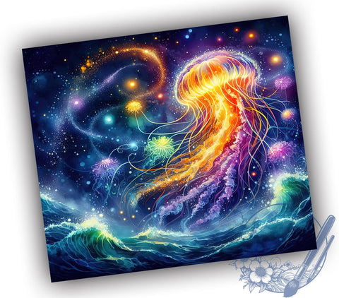 Jellyfish Tumbler, Hibiscus Flower Design, Beach Tumbler Wrap, 20oz Sublimation Drinkware, Tropical Decor, Summer Beach Gift, Ocean Life Tumbler, Nautical Drinkware Sublimation ToriDesigns 