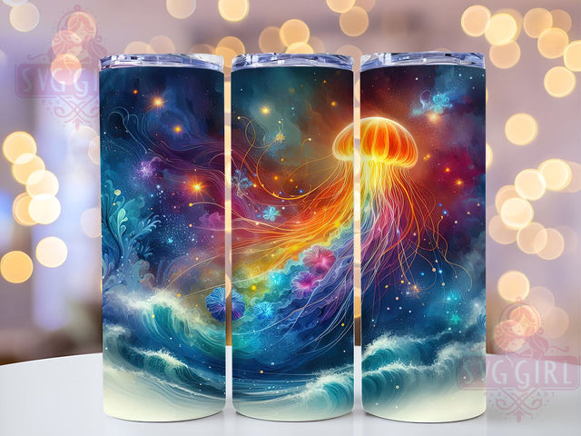Jellyfish Tumbler, Tropical Hibiscus Design, Beach Tumbler Wrap, 20oz Tumbler PNG, Ocean Lover Gift, Summer Beach Decor, Marine Life Tumbler, Sublimation Drinkware Sublimation SvggirlplusArt 