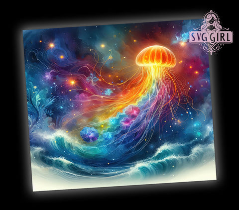 Jellyfish Tumbler, Tropical Hibiscus Design, Beach Tumbler Wrap, 20oz Tumbler PNG, Ocean Lover Gift, Summer Beach Decor, Marine Life Tumbler, Sublimation Drinkware Sublimation SvggirlplusArt 