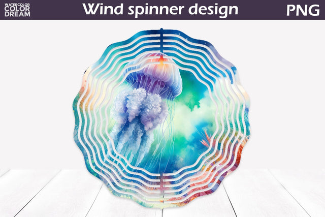 Jellyfish Wind Spinner | Summer Wind Spinner Sublimation WatercolorColorDream 