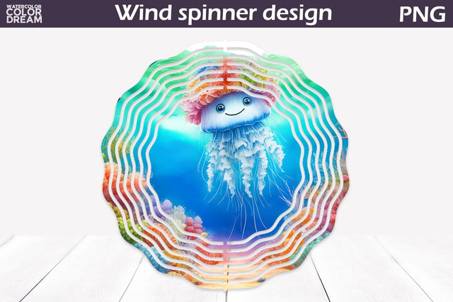 Jellyfish Wind Spinner | Summer Wind Spinner Sublimation WatercolorColorDream 