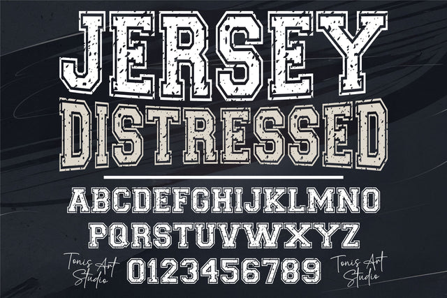 Jersey Distressed Font | Bold Varsity Sports Typeface SVG TonisArtStudio 