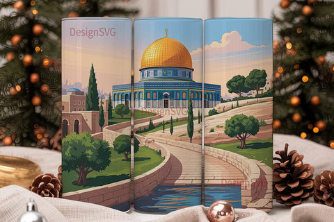 Jerusalem Sunset 20oz Tumbler Wrap Sublimation DesignSVG 