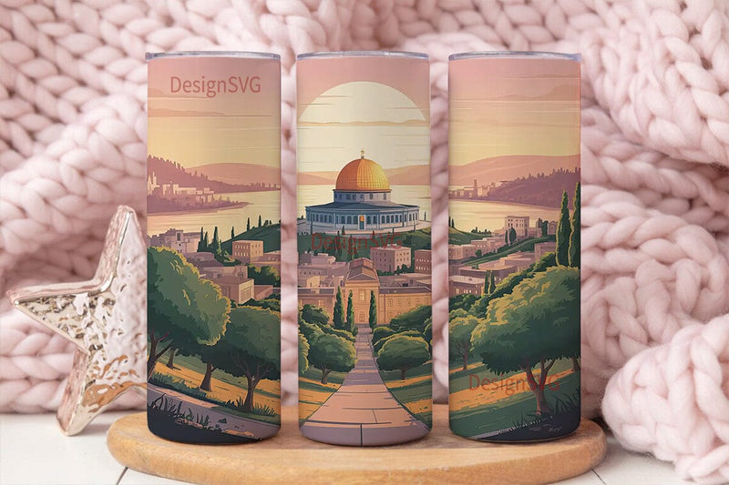 Jerusalem Sunset 20oz Tumbler Wrap Sublimation DesignSVG 