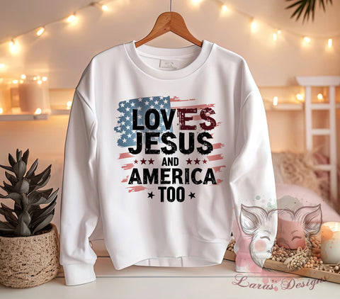 Jesus, America, 4th Of July, PNG Files, Sublimation Designs, Patriotic Decor, Independence Day, Faith and Freedom Sublimation Lara' s Designs 
