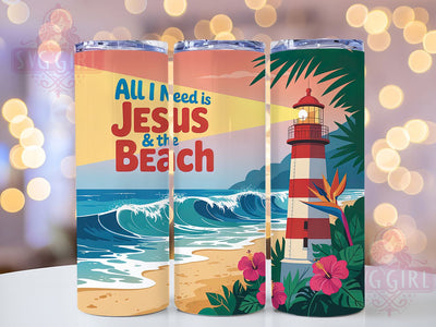 Jesus And The Beach 20oz Tumbler, Sunshine Vacation Wrap, Faith And Summer Design, Tropical Sublimation Theme, Christian Beach Lover Wrap, 20oz Tumbler Design, PNG Tumbler Wrap Sublimation SvggirlplusArt 