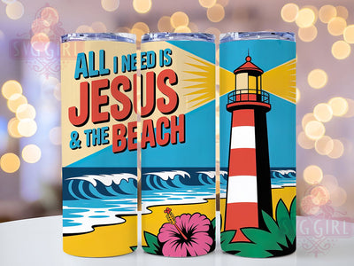 Jesus And The Beach 20oz Tumbler, Sunshine Vacation Wrap, Faith And Summer Design, Tropical Sublimation Theme, Christian Beach Lover Wrap, 20oz Tumbler Design, PNG Tumbler Wrap Sublimation SvggirlplusArt 