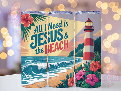Jesus And The Beach 20oz Tumbler, Sunshine Vacation Wrap, Faith And Summer Design, Tropical Sublimation Theme, Christian Beach Lover Wrap, 20oz Tumbler Design, PNG Tumbler Wrap Sublimation SvggirlplusArt 