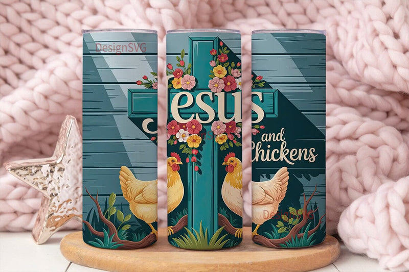 Jesus & Chickens 20oz Tumbler Wrap Sublimation DesignSVG 