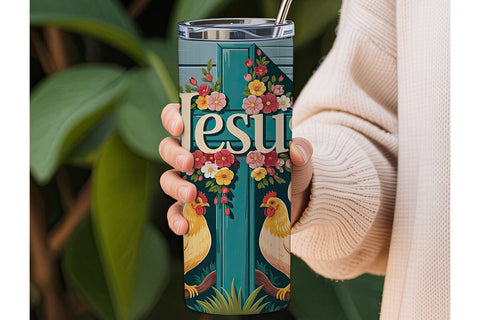 Jesus & Chickens 20oz Tumbler Wrap Sublimation DesignSVG 