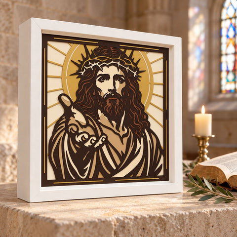 Jesus Christ 3D Shadow Box SVG, Crown of Thorns 6 Layer Papercut, Christian Wall Art, Cricut Silhouette Laser 3D Paper HappyDesignStudio 