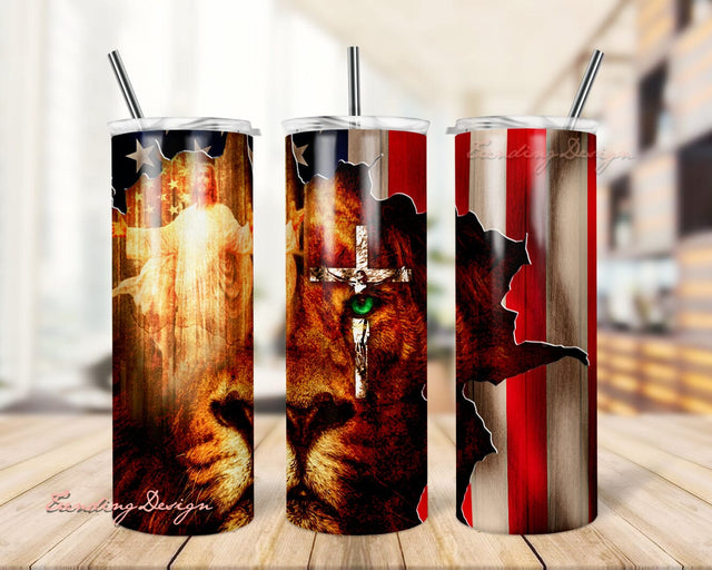 Jesus Christ American 20 oz Skinny Tumbler Wrap Sublimation Design PNG, Father's Day Gift, Tumbler Father's Day Sublimation TrendingDesign 
