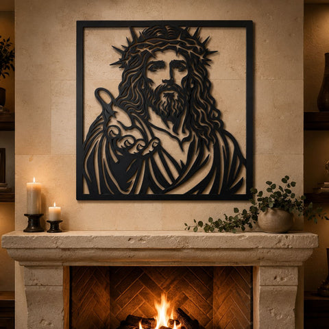 Jesus Christ Extending Hand Laser SVG | Crown of Thorns DXF | Christian Wall Art Laser Cut File | Religious Metal Art | CNC Plasma Cut Svg SVG HappyDesignStudio 