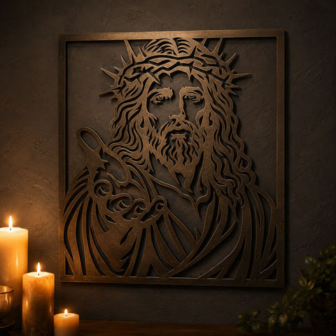 Jesus Christ Extending Hand Laser SVG | Crown of Thorns DXF | Christian Wall Art Laser Cut File | Religious Metal Art | CNC Plasma Cut Svg SVG HappyDesignStudio 