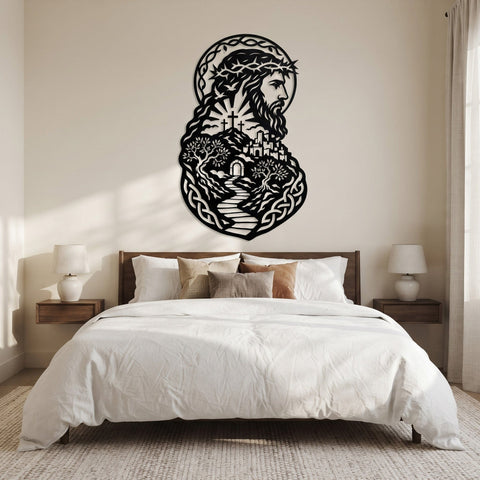 Jesus Christ Laser SVG | Christian Metal Wall Art DXF | Crown of Thorns Laser Cut File | Religious CNC Plasma Cut | Faith Decor Svg Png Eps SVG HappyDesignStudio 
