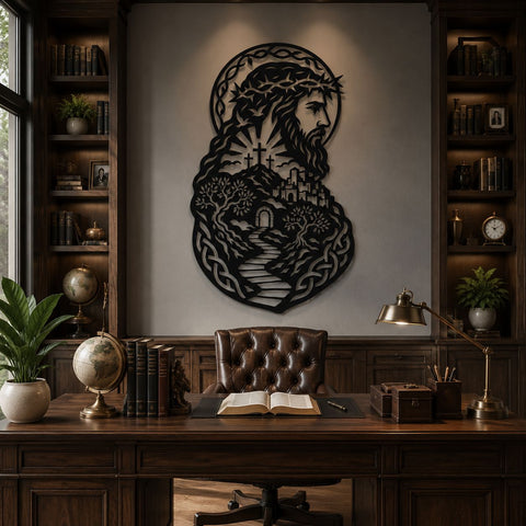 Jesus Christ Laser SVG | Christian Metal Wall Art DXF | Crown of Thorns Laser Cut File | Religious CNC Plasma Cut | Faith Decor Svg Png Eps SVG HappyDesignStudio 