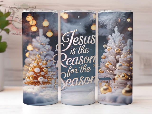 Jesus Christian Christmas Tumbler, Christian Holiday Wrap, Faith Sublimation Design, Religious Christmas Cup, 20Oz Skinny Tumbler Wrap, Spiritual Holiday Mug, Reason for the Season Design Sublimation Lara' s Designs 