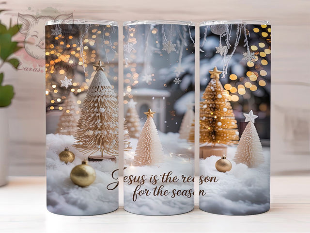 Jesus Christian Christmas Tumbler, Christian Holiday Wrap, Faith Sublimation Design, Religious Christmas Cup, 20Oz Skinny Tumbler Wrap, Spiritual Holiday Mug, Reason for the Season Design Sublimation Lara' s Designs 