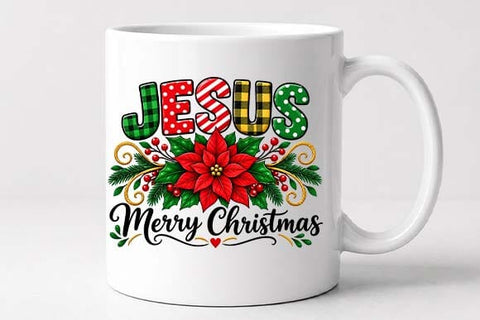 Jesus Christmas Poinsettia PNG SVG BillahCrafts 