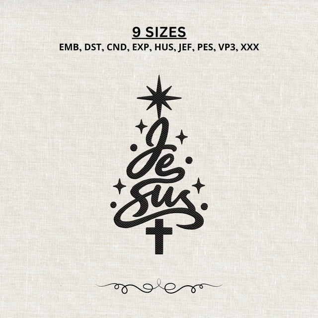 Jesus Christmas Tree Embroidery Design – Christian Christmas Cross Faith Machine Embroidery File Embroidery/Applique DESIGNS PatternFeed8 