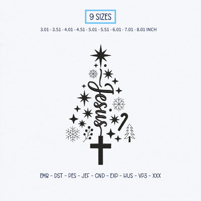 Jesus Christmas Tree Embroidery Design – Christian Faith Christmas Cross Snowflake Machine Embroidery File Embroidery/Applique DESIGNS PatternFeed8 