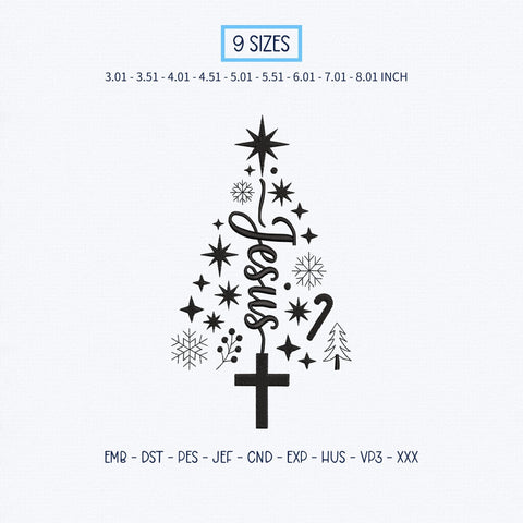 Jesus Christmas Tree Embroidery Design – Christian Faith Christmas Cross Snowflake Machine Embroidery File Embroidery/Applique DESIGNS PatternFeed8 