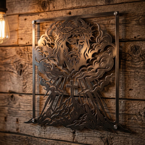 Jesus Crown of Thorns Laser SVG | Christian Metal Wall Art DXF | Cross Mountain CNC Plasma Cut File | Religious Laser Cut Svg SVG HappyDesignStudio 