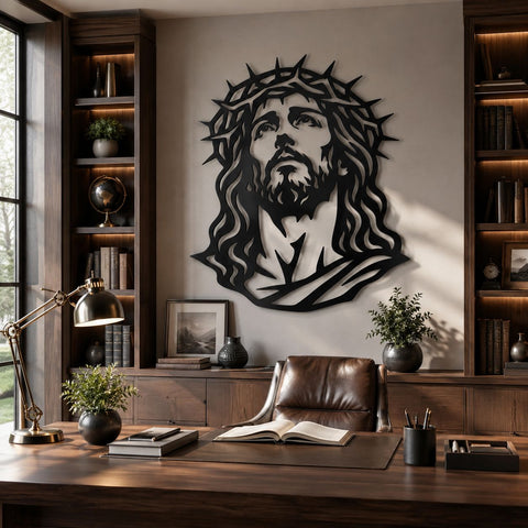 Jesus Crown of Thorns Laser SVG | Christian Metal Wall Art DXF | Jesus Face Plasma Cut File | CNC Laser Cut Svg | Religious Wall Decor SVG HappyDesignStudio 