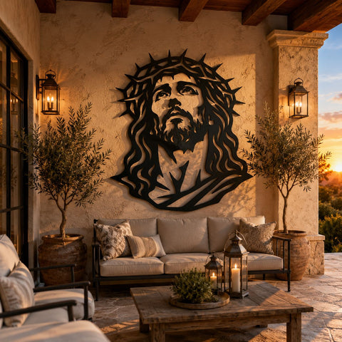 Jesus Crown of Thorns Laser SVG | Christian Metal Wall Art DXF | Jesus Face Plasma Cut File | CNC Laser Cut Svg | Religious Wall Decor SVG HappyDesignStudio 